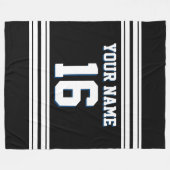 Black White Sports Jersey Fleece Deken (Voorkant (Horizontaal))