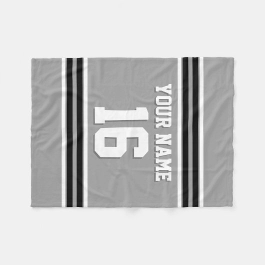 Black White Sports Jersey Fleece Deken (Voorkant (Horizontaal))