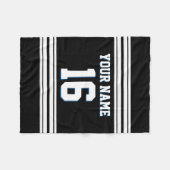 Black White Sports Jersey Fleece Deken (Voorkant (Horizontaal))