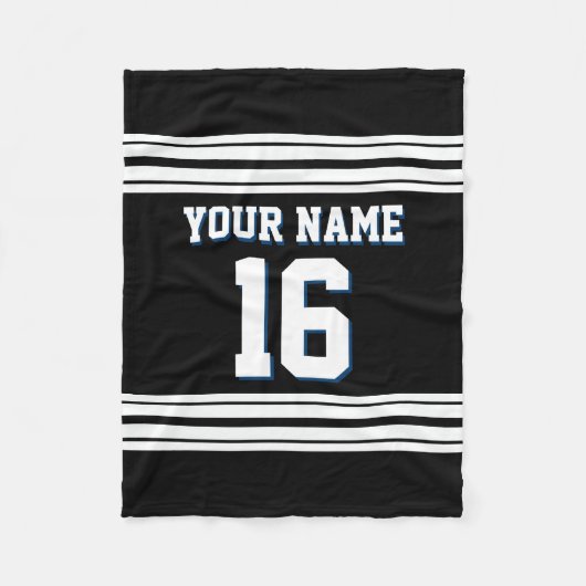 Black White Sports Jersey Fleece Deken (Voorkant)