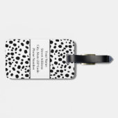 Black White Spots Pattern Gold Monogram Bagagelabel (Achterkant horizontaal)
