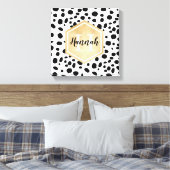 Black White Spots Pattern Gold Monogram Canvas Afdruk (Insitu (Slaapkamer))