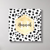 Black White Spots Pattern Gold Monogram Canvas Afdruk (Voorkant)