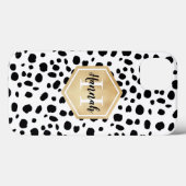 Black White Spots Pattern Gold Monogram Case-Mate iPhone Case (Achterkant (horizontaal))
