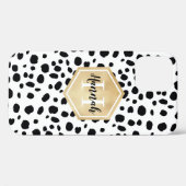 Black White Spots Pattern Gold Monogram Case-Mate iPhone Case (Achterkant (horizontaal))
