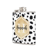 Black White Spots Pattern Gold Monogram Heupfles (Links)