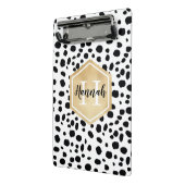 Black White Spots Pattern Gold Monogram Mini Klembord (Angled2)