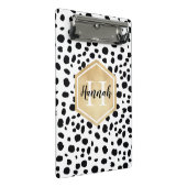 Black White Spots Pattern Gold Monogram Mini Klembord (Schuin)