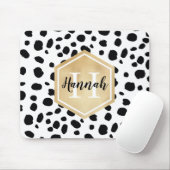 Black White Spots Pattern Gold Monogram Muismat (Met muis)