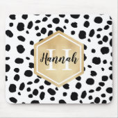 Black White Spots Pattern Gold Monogram Muismat (Voorkant)
