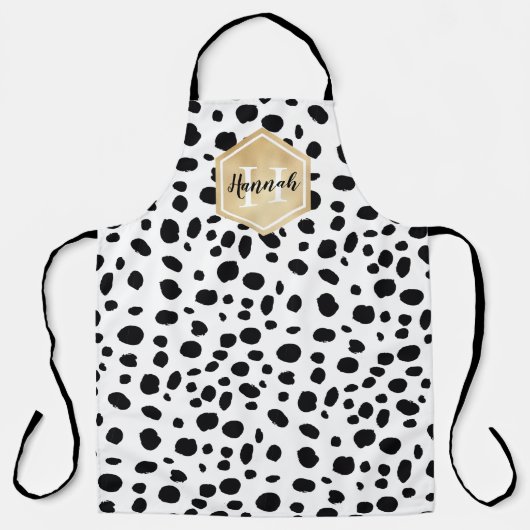 Black White Spots Pattern Gold Monogram Schort (Voorkant)