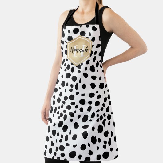 Black White Spots Pattern Gold Monogram Schort (Insitu)