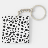 Black White Spots Pattern Gold Monogram Sleutelhanger (Achterkant)