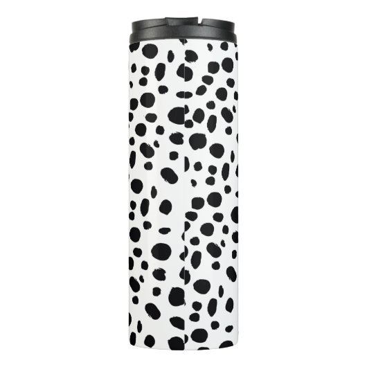 Black White Spots Pattern Gold Monogram Thermosbeker (Achterkant)