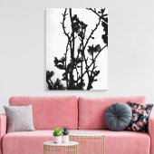 Black White Spring Almond Tree Floral Art Graphic Canvas Afdruk (Insitu (Woonkamer))