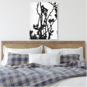 Black White Spring Almond Tree Floral Art Graphic Canvas Afdruk (Insitu (Slaapkamer))