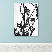 Black White Spring Almond Tree Floral Art Graphic Canvas Afdruk (Insitu (Houten vloer))