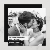 Black White Square Photo Weddenschap Hartelijk dan Kaart (Voorkant / Achterkant)