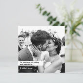 Black White Square Photo Weddenschap Hartelijk dan Kaart (Staand voorkant)
