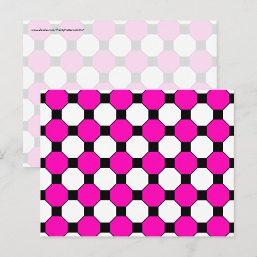 Black White Squares Hexagons Patroon Briefkaart (Voorkant / Achterkant)