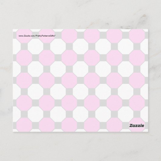 Black White Squares Hexagons Patroon Briefkaart (Achterkant)