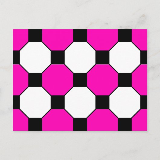 Black White Squares Hexagons Patroon Briefkaart (Voorkant)