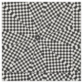 Black White Squares Stars Print Pattern Fabric Stof (Close Up)