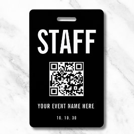 Black White Staff Backstage Pass QR Code Concert Badge