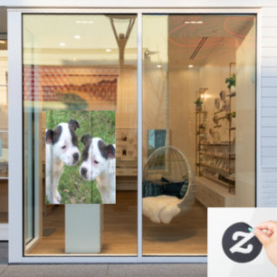 Black White Staffordshire Puppies, Window Cling Raamsticker