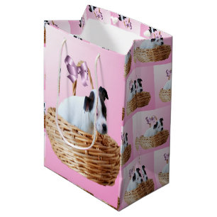 Black White Staffordshire Puppy, Gift Bag Medium Cadeauzakje