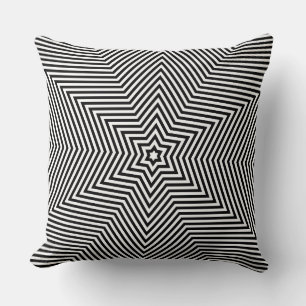 Black White Star Geometric Stripe Pattern Sofa Kussen
