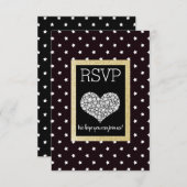 Black White Star Gold Heart RSVP (Voorkant / Achterkant)