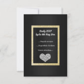 Black White Star Gold Heart RSVP eenvoudig elegant (Achterkant)