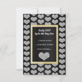 Black White Star Gold Heart RSVP eenvoudig elegant (Achterkant)