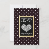 Black White Star Gold Heart RSVP Kaartje (Voorkant)