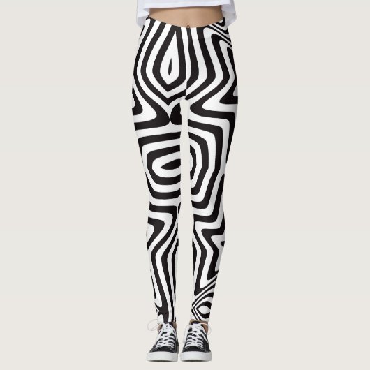Black & White Star Illusion Leggings – Hypnotisch (Voorkant)