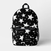 Black & White Star Preppy Aangepaste naam Bedrukte Rugzak (Voorkant)