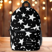 Black & White Star Preppy Aangepaste naam Bedrukte Rugzak