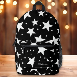 Black & White Star Preppy Aangepaste naam Bedrukte Rugzak