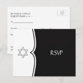Black White Star van David RSVP Briefkaart (Voorkant / Achterkant)