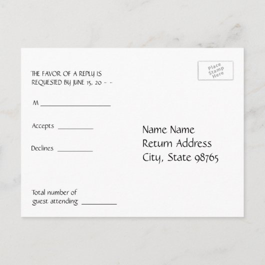 Black White Star van David RSVP Briefkaart (Achterkant)