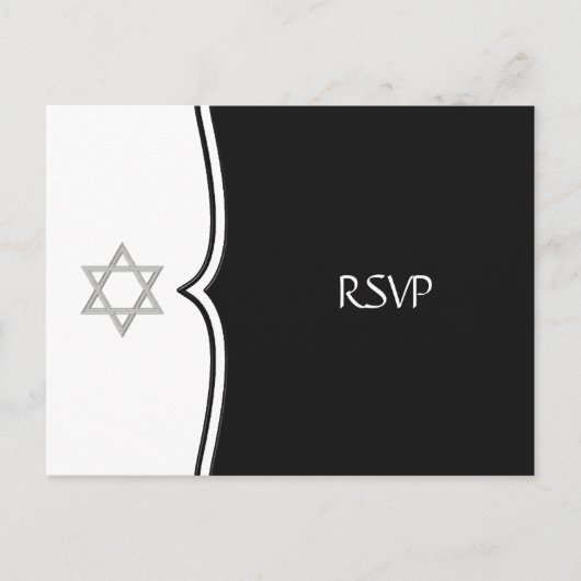 Black White Star van David RSVP Briefkaart (Voorkant)