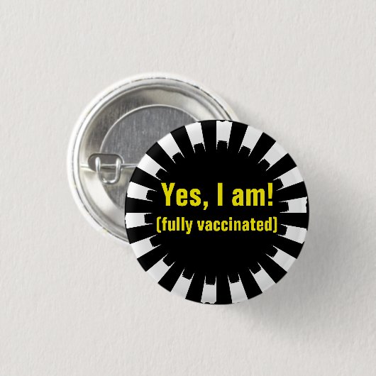 Black White Starburst Vaccination Button (Voorkant /achterkant)