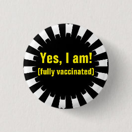 Black White Starburst Vaccination Button