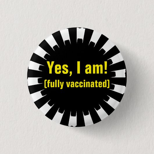Black White Starburst Vaccination Button (Voorkant)