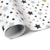 Black White Stars Kerstmis 5 Size Rolls Cadeaupapier (Rol Hoek)