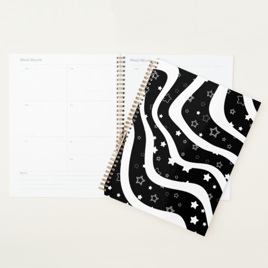 Black &white stars on lines  planner (Display)