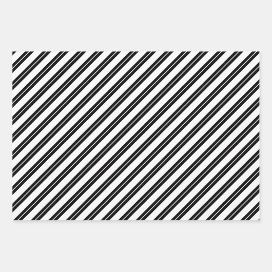 Black White Stars Stripes Photo Collage Kerstmis Inpakpapier Vel (Voorkant 3)