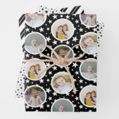 Black White Stars Stripes Photo Collage Kerstmis Inpakpapier Vel (In situ)