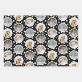 Black White Stars Stripes Photo Collage Kerstmis Inpakpapier Vel (Voorkant)